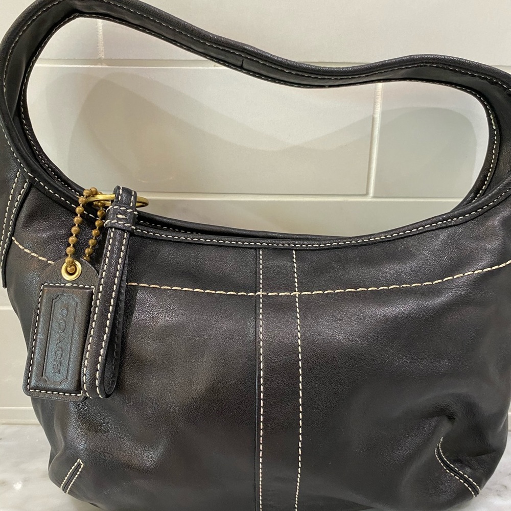 Coach black leather bag.